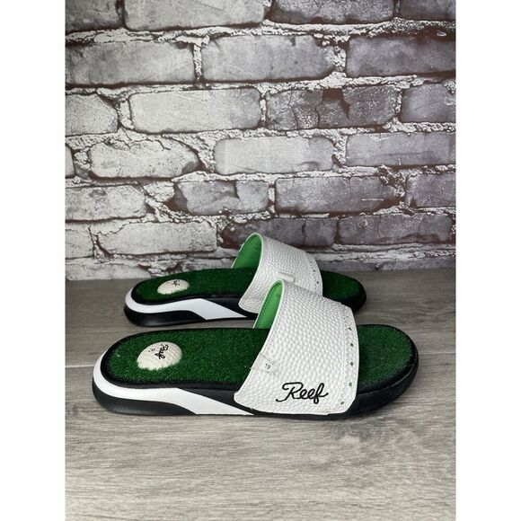 Reef Golf Flip Flops Mulligan II Turf Grass Tee Holder Rare Slides Men 8M US/40 - Picture 15 of 16